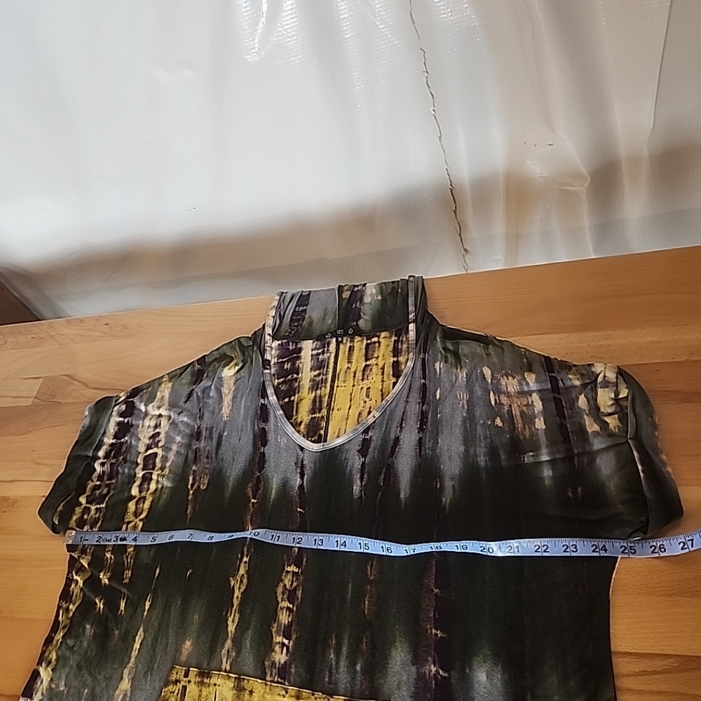 Coin 1804 Hooded Top Women Sz 1X Hand Tie Dye Kangaroo Pocket Boho Short Sleeve - Picture 9 of 11